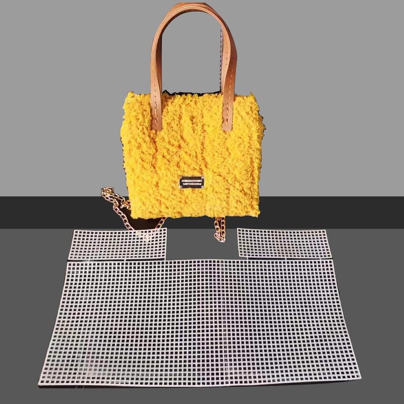 Allazone 39 PCS Clear Plastic Mesh Canvas Sheets for Embroidery, Plastic Canvas Plastic Mesh Sheets with 2 Color Acrylic Yarn for DIY Sewing Bag - Image 1